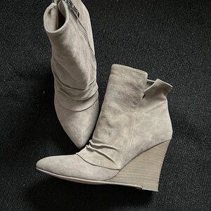 Chinese Laundry Taupe Wedge Ankle Boots